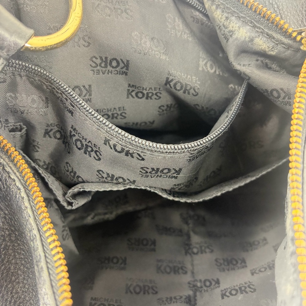 Michael Kors Black Hobo Bag with Gold Accents - Picture 7 of 9